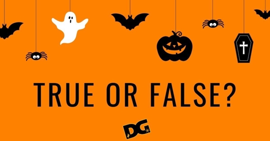 Orange background with black words saying True or False