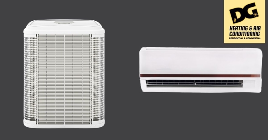 A ductless and a central air conditioner side by side